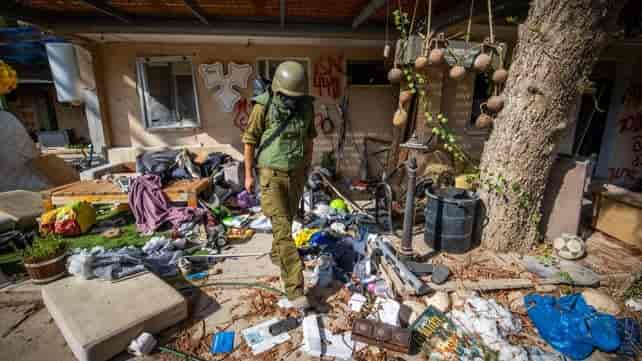 IDF soldier after Hamas' October 7th attack background