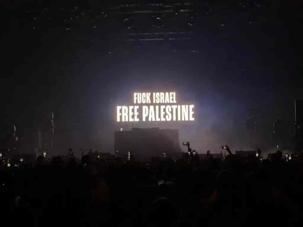 Kneecap bands horrifying anti-Israel message at Coachella background