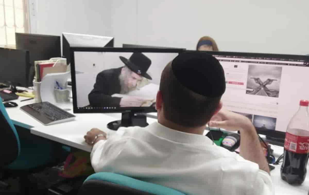 Working Haredim. Illustration. background