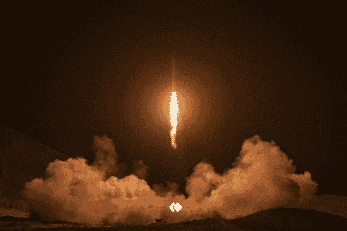 Ballistic missile shot from Iran, archive background