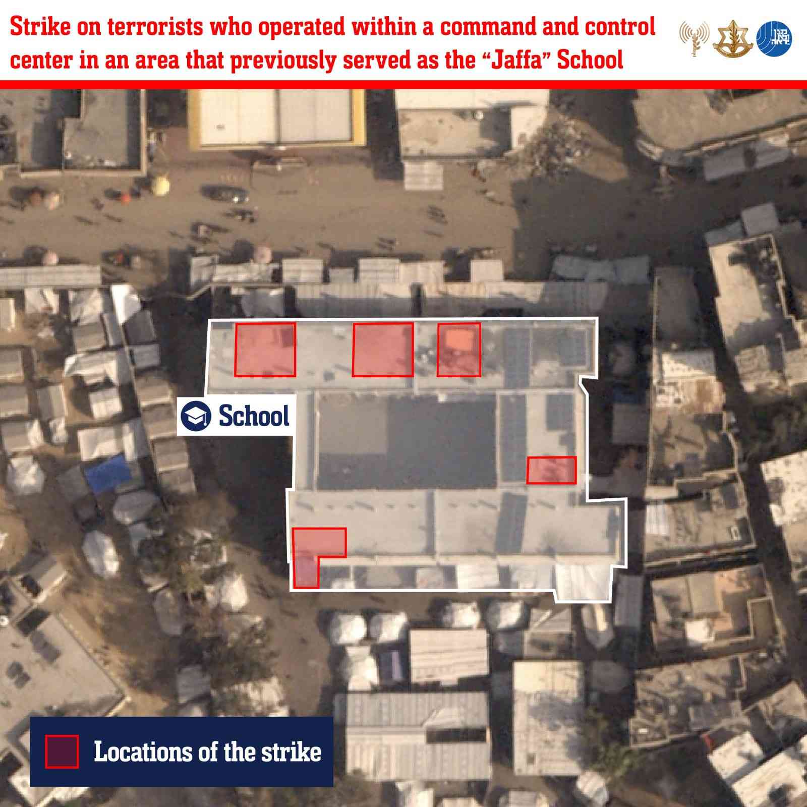 Infographic showing command and control center location in school. background