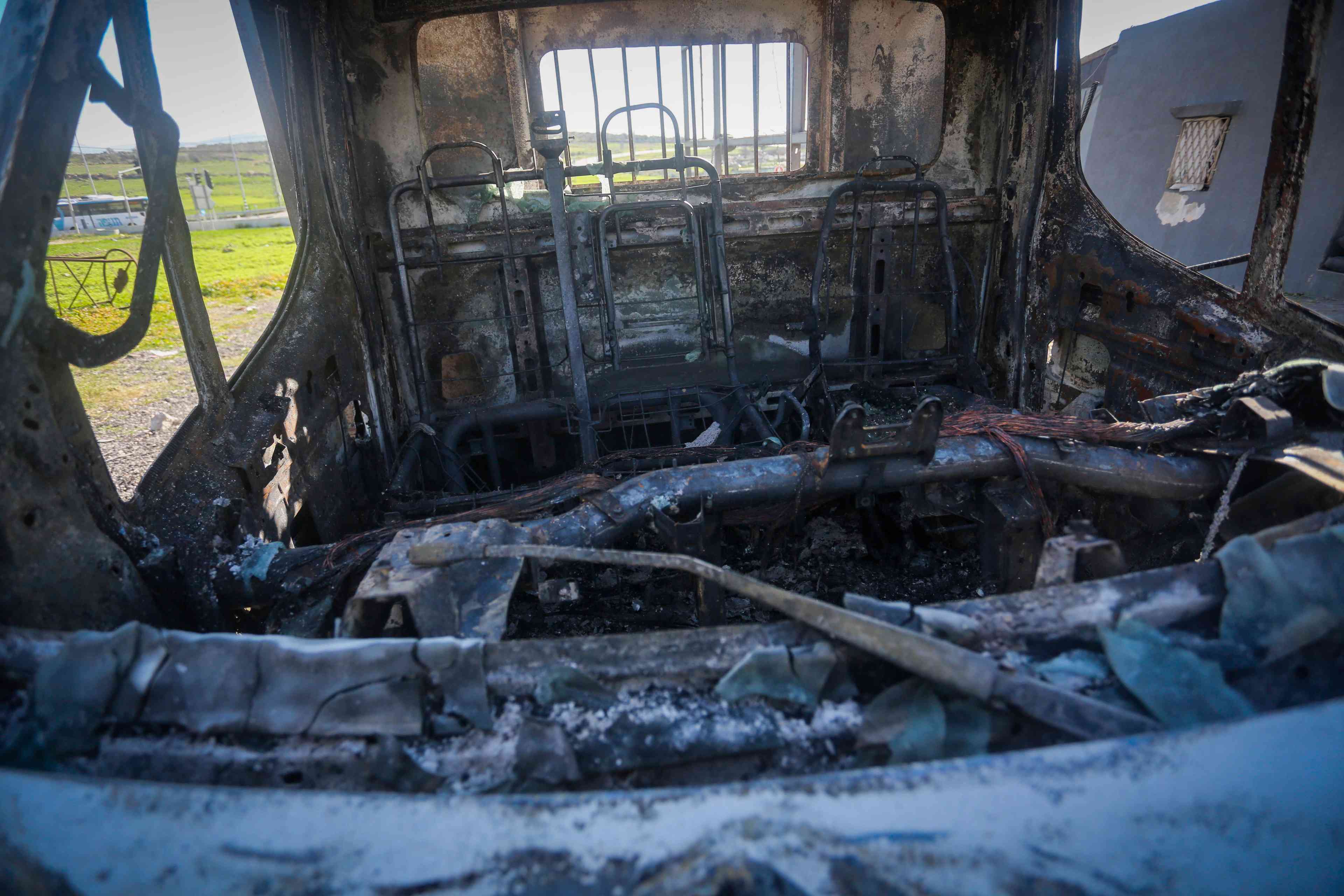 Damage caused during riots of Jewish settlers last night, January 21, 2025. background