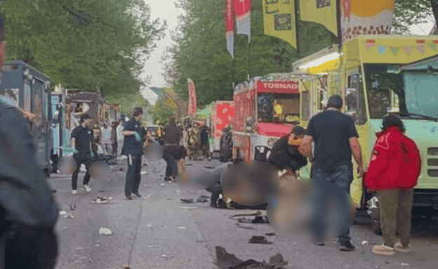 Scene of car-ramming attack in Vancouver background