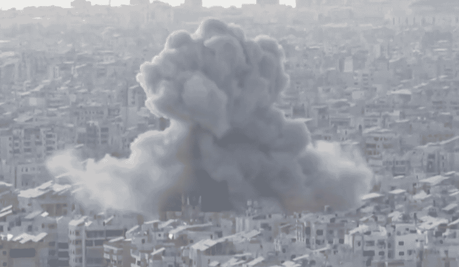 Exploding weapons in Beirut. background