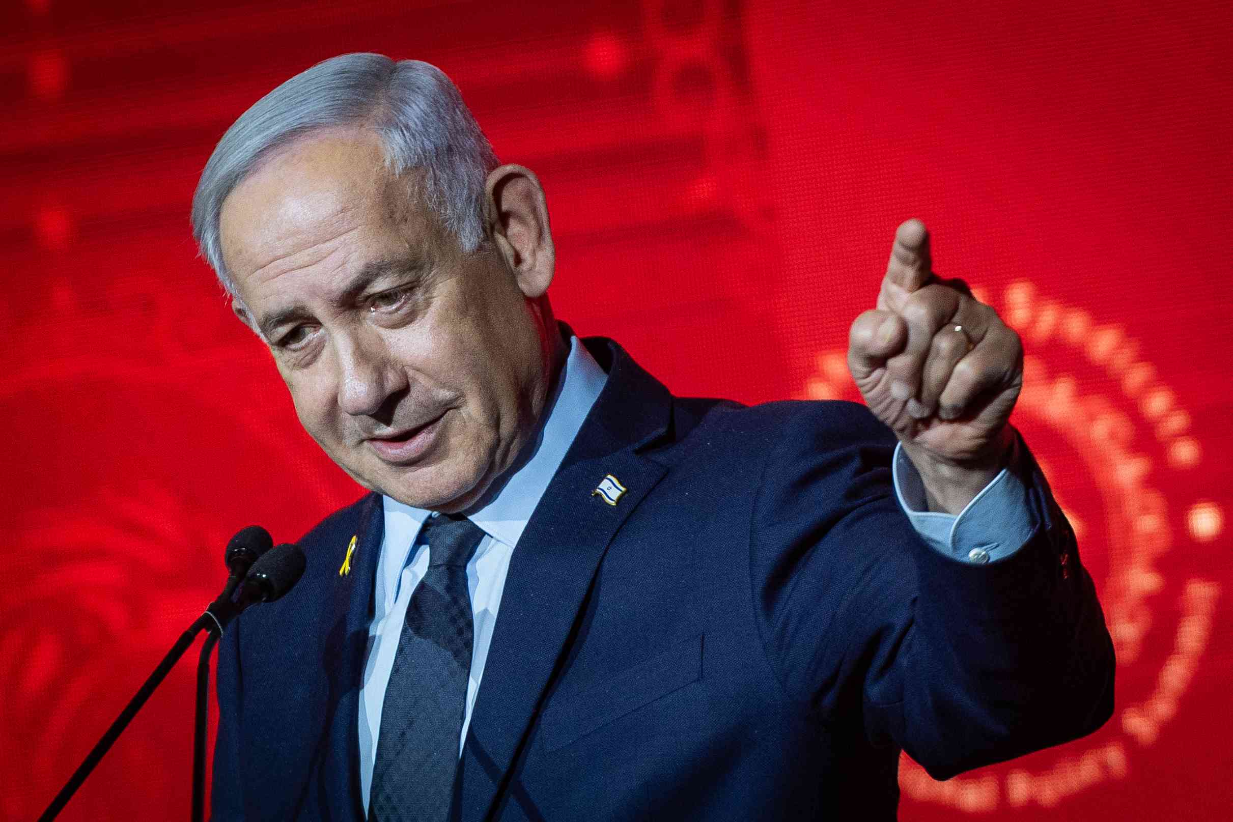 Prime Minister Benjamin Netanyahu. background