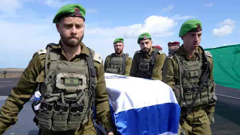 IDF soldiers carrying the casket of a hostage background