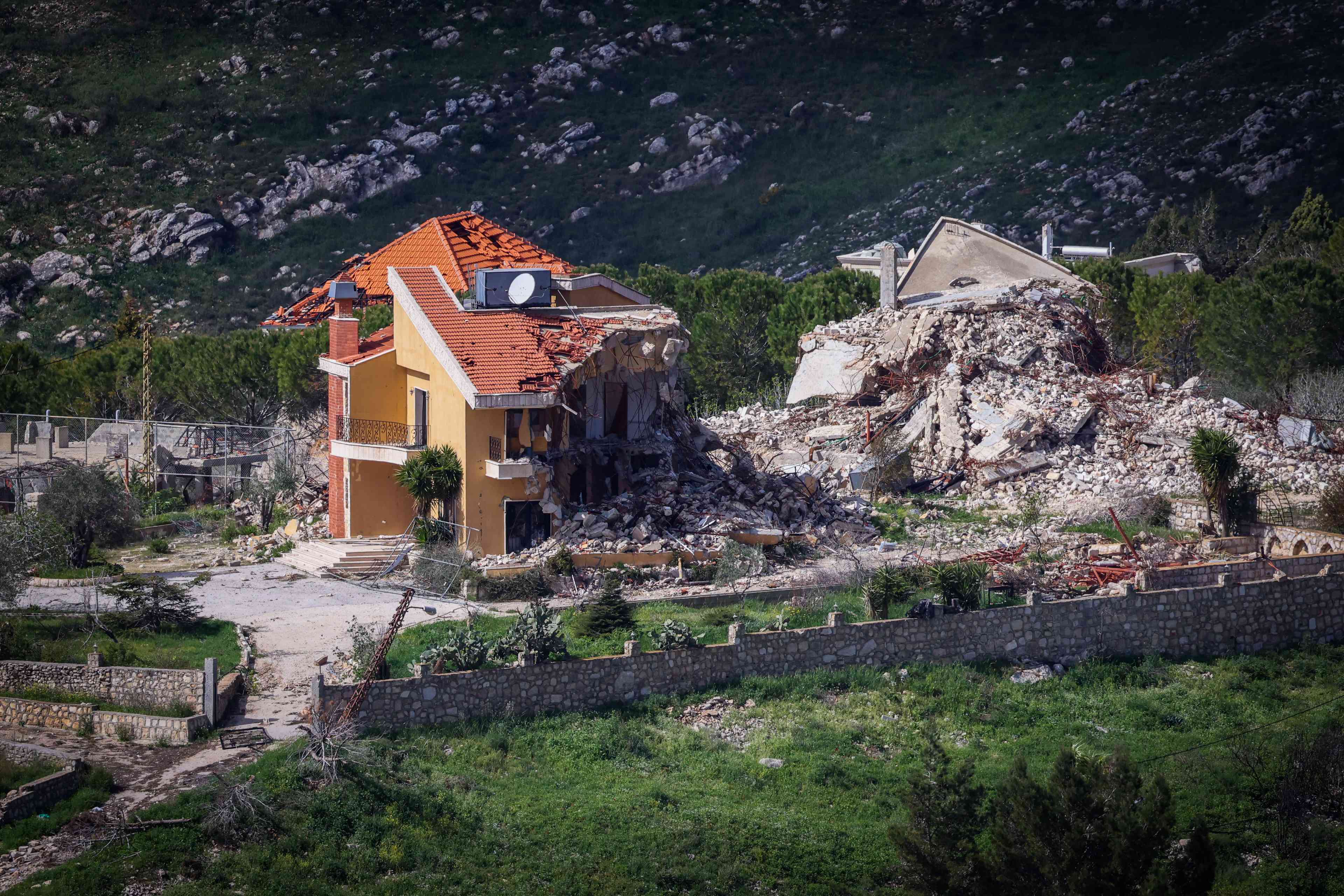 Wartorn southern Lebanese village. background