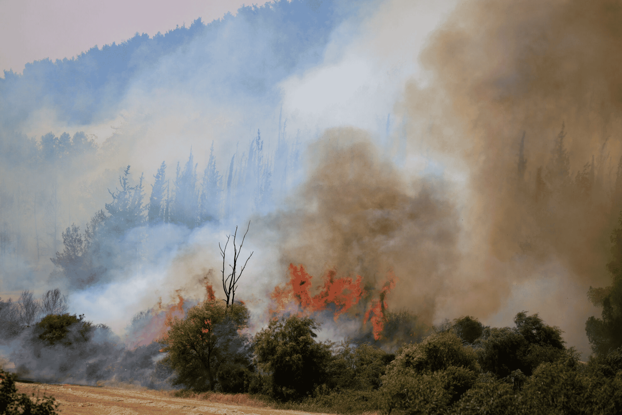 Huge fire near Mesillat Tsion background