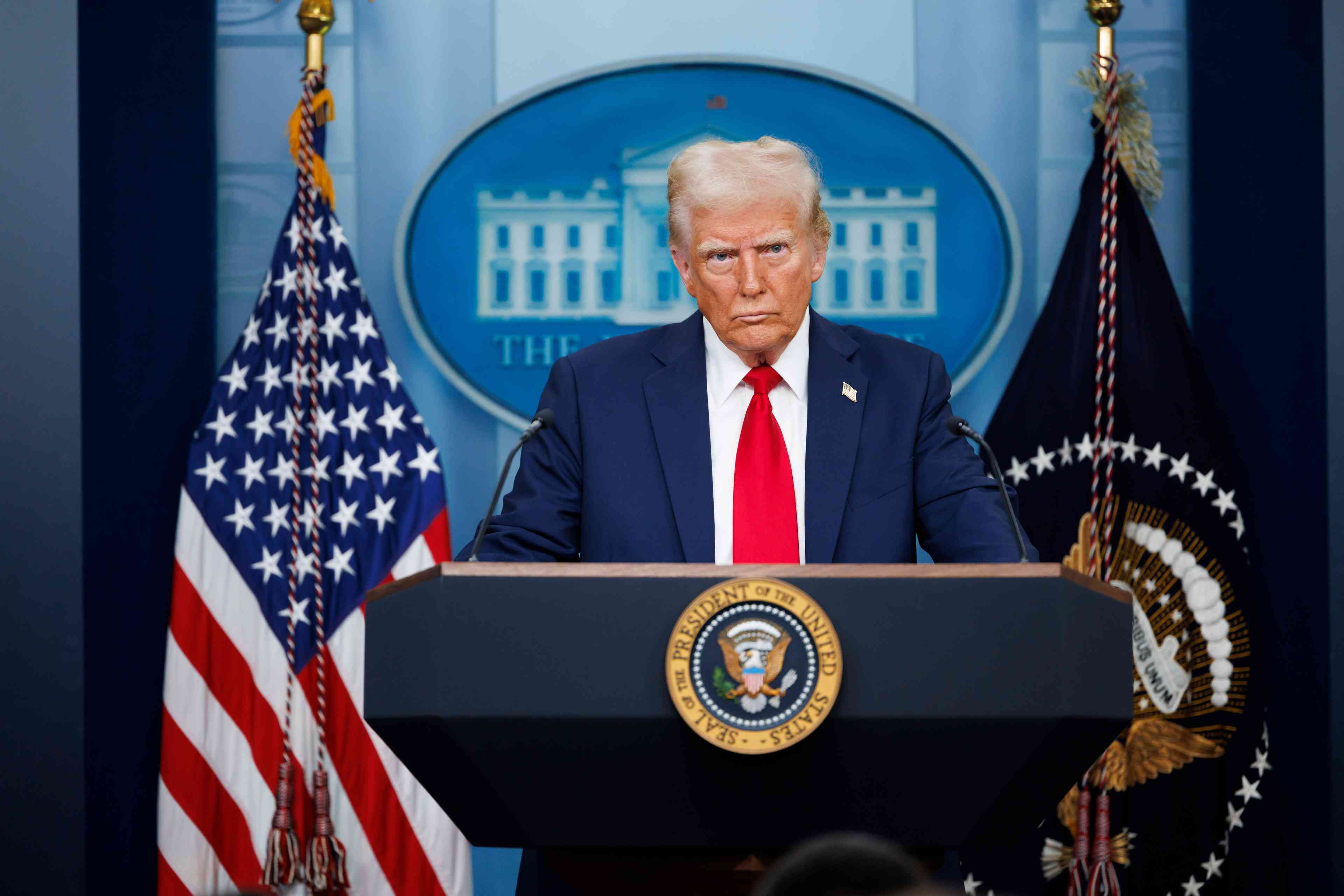 President Donald Trump. background