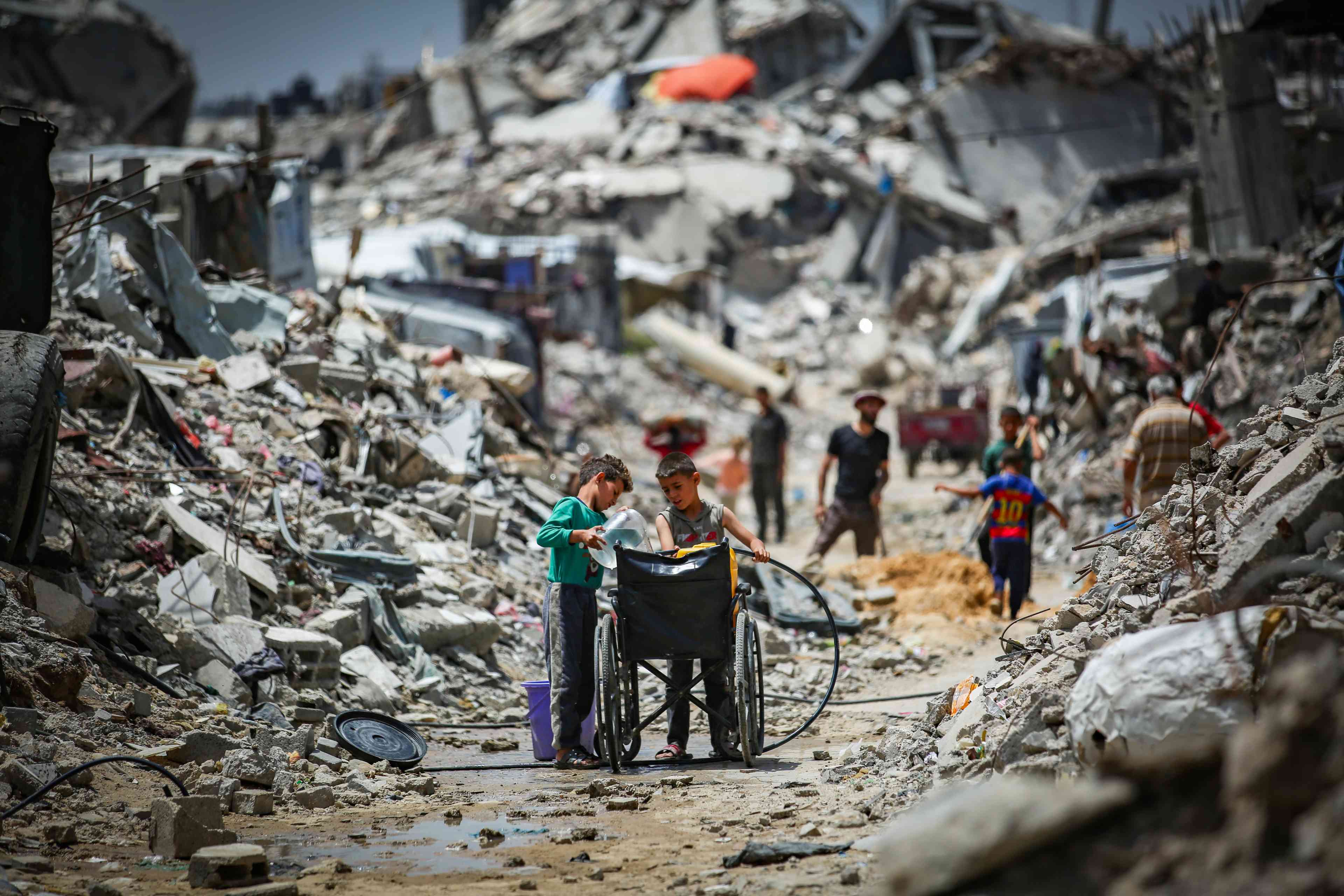Jabalya refugee camp, northern Gaza Strip, May 3, 2025 background