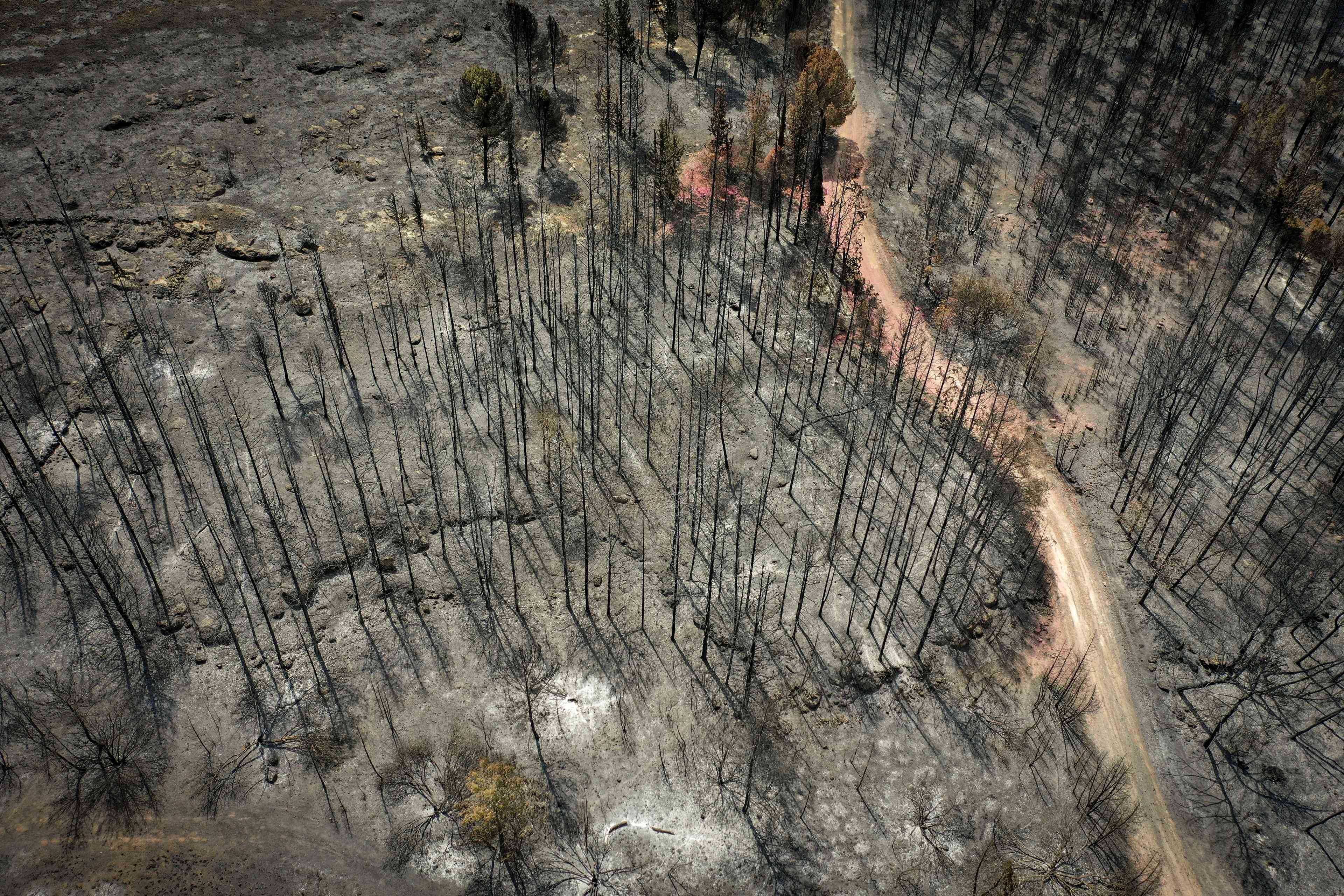 Fire damage from above. background