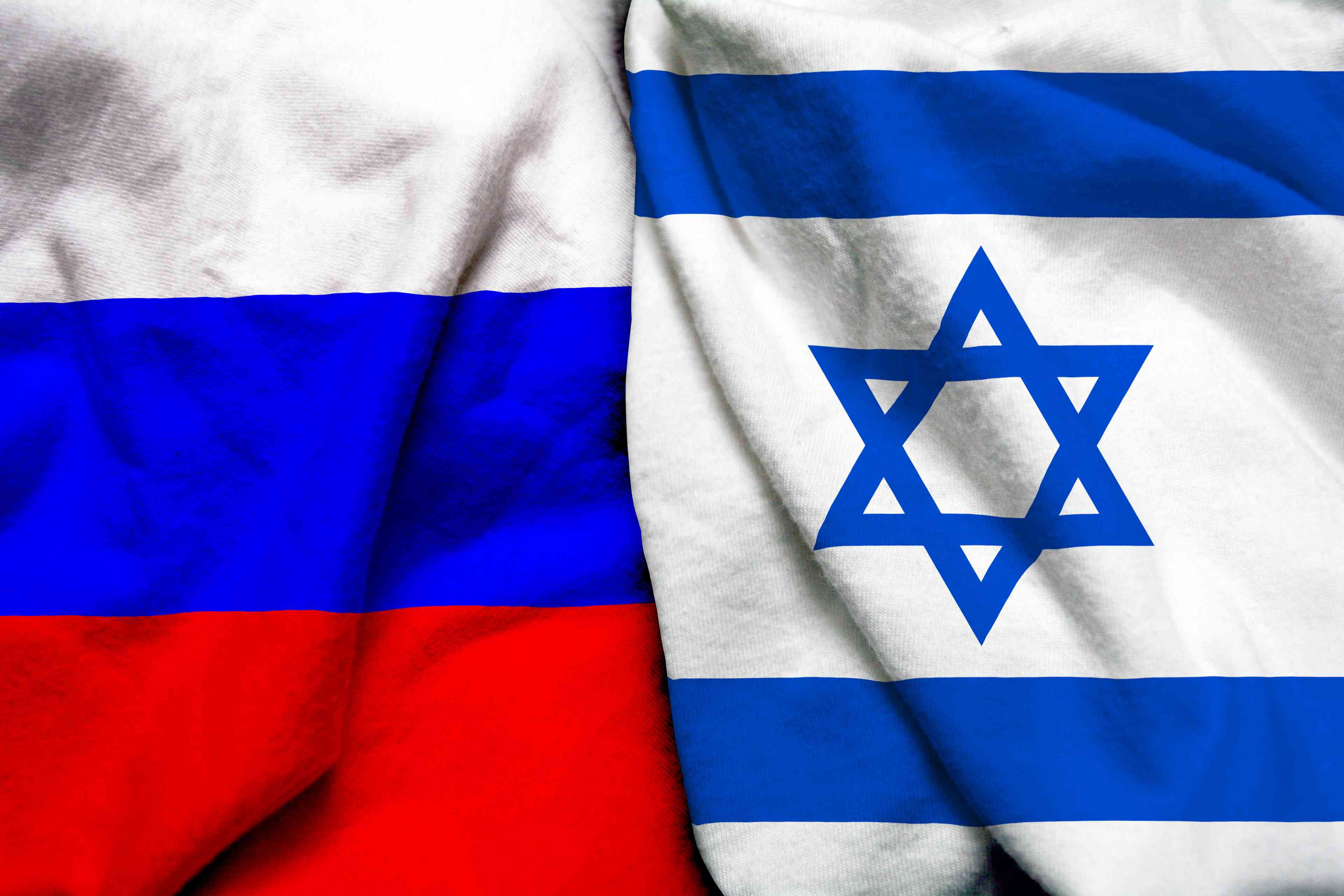 Israeli and Russian flags background