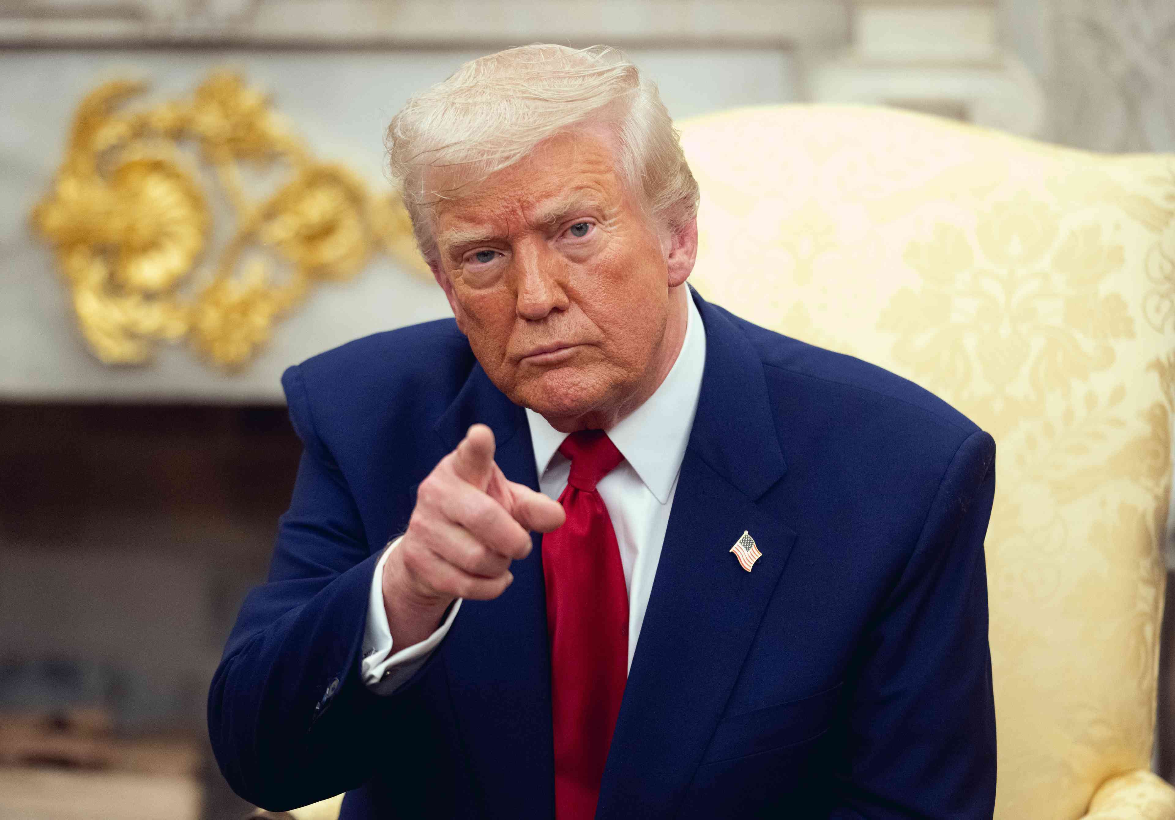 President Donald Trump. background