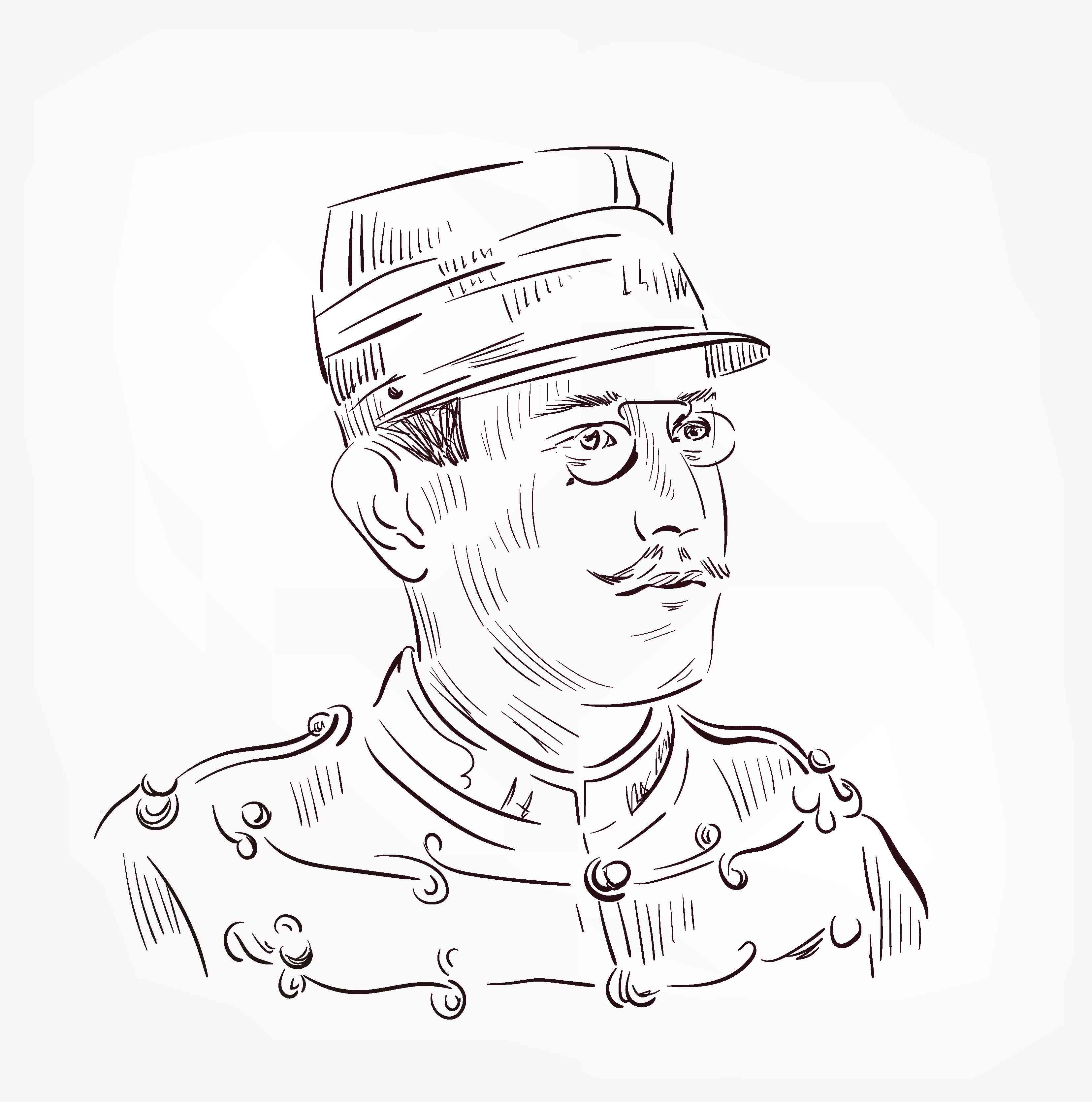 Alfred Dreyfuss. Illustration. background
