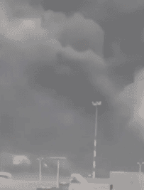Burning Sana'a Airport. background
