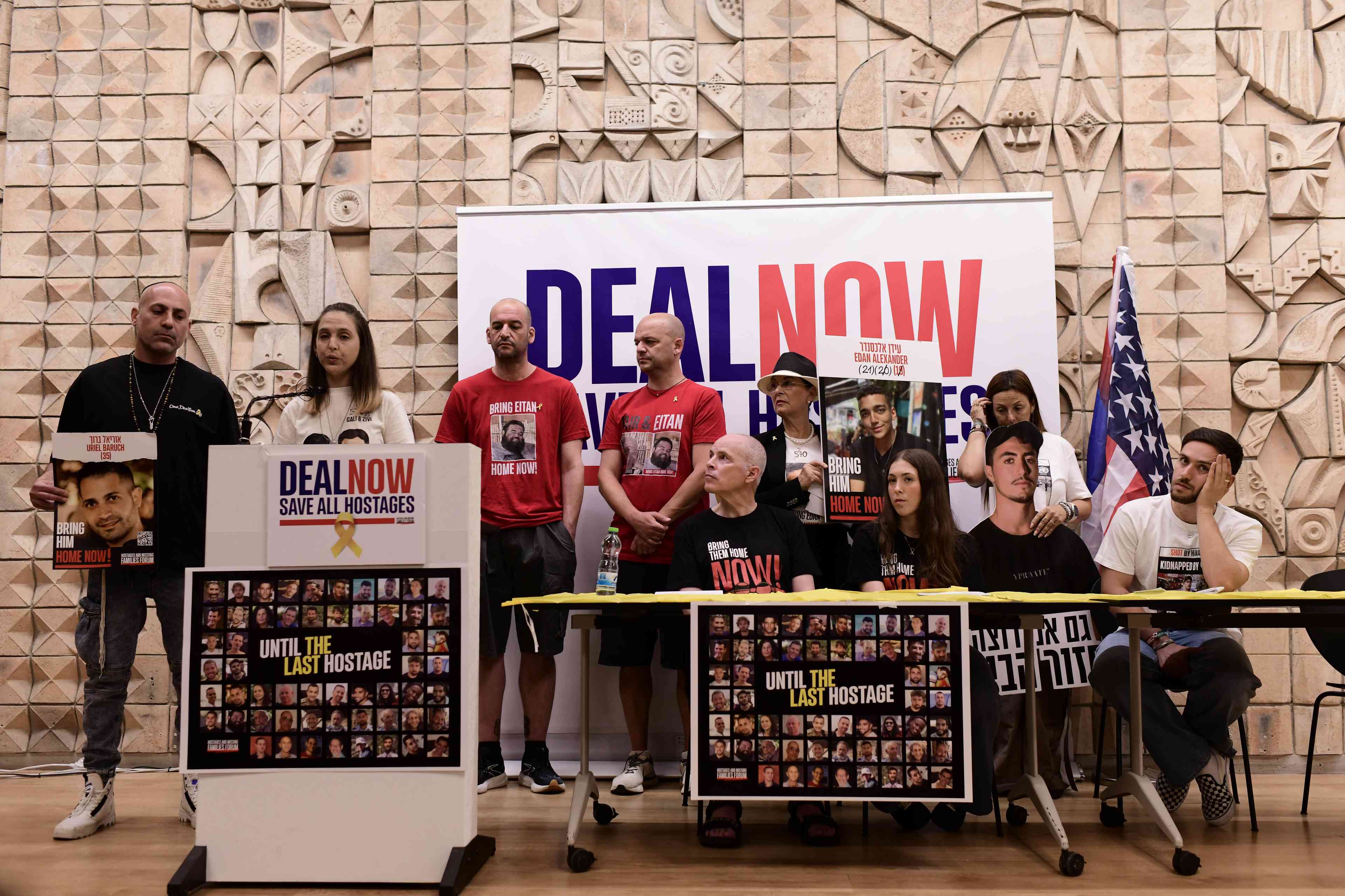 Protest for a hostage deal. background