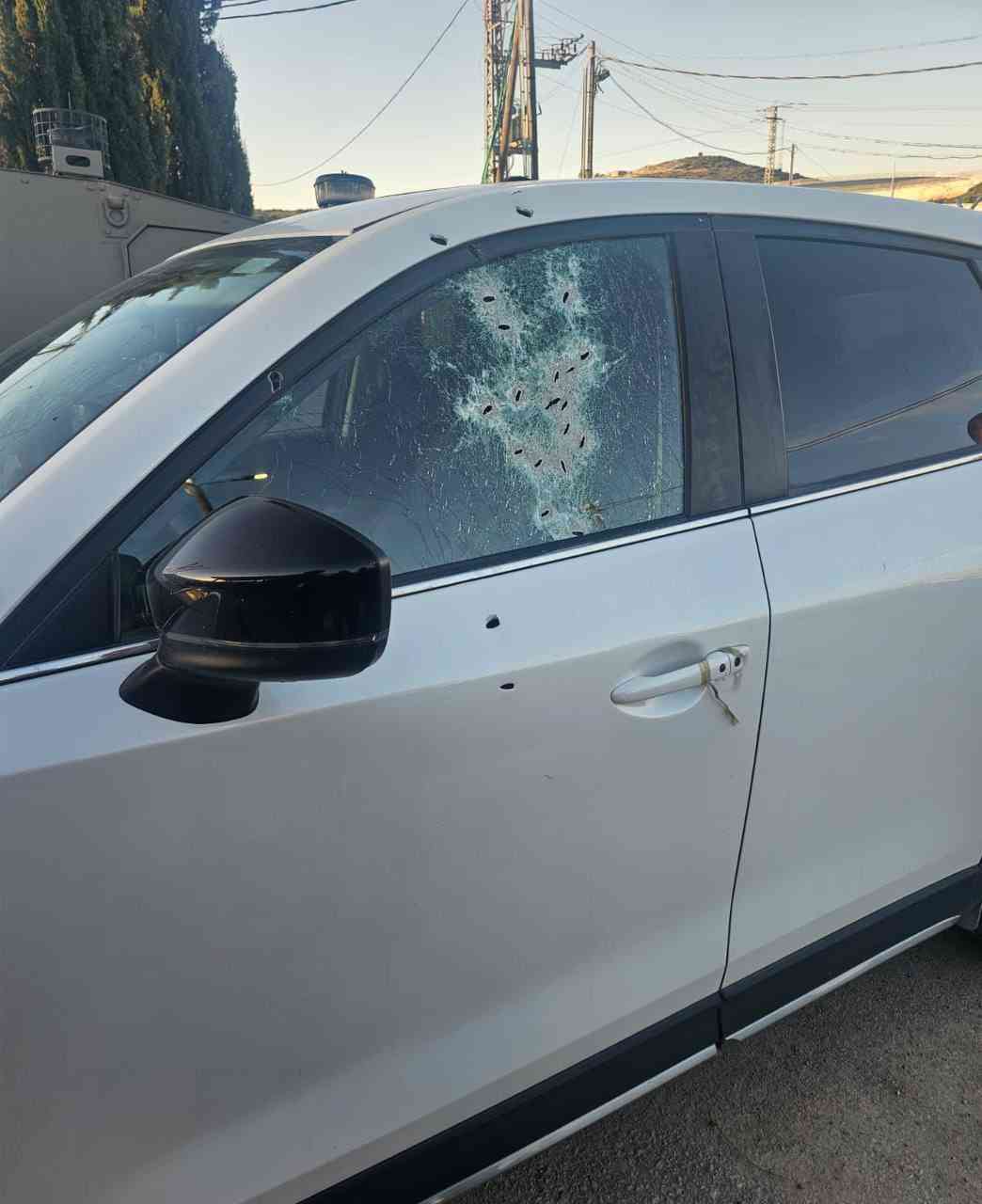Car attacked in Samaria. background