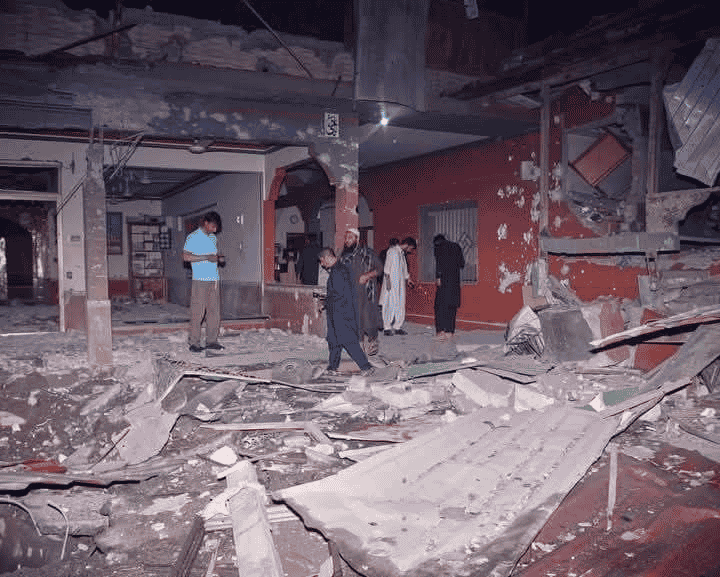Pakistani mosque bombed by India background