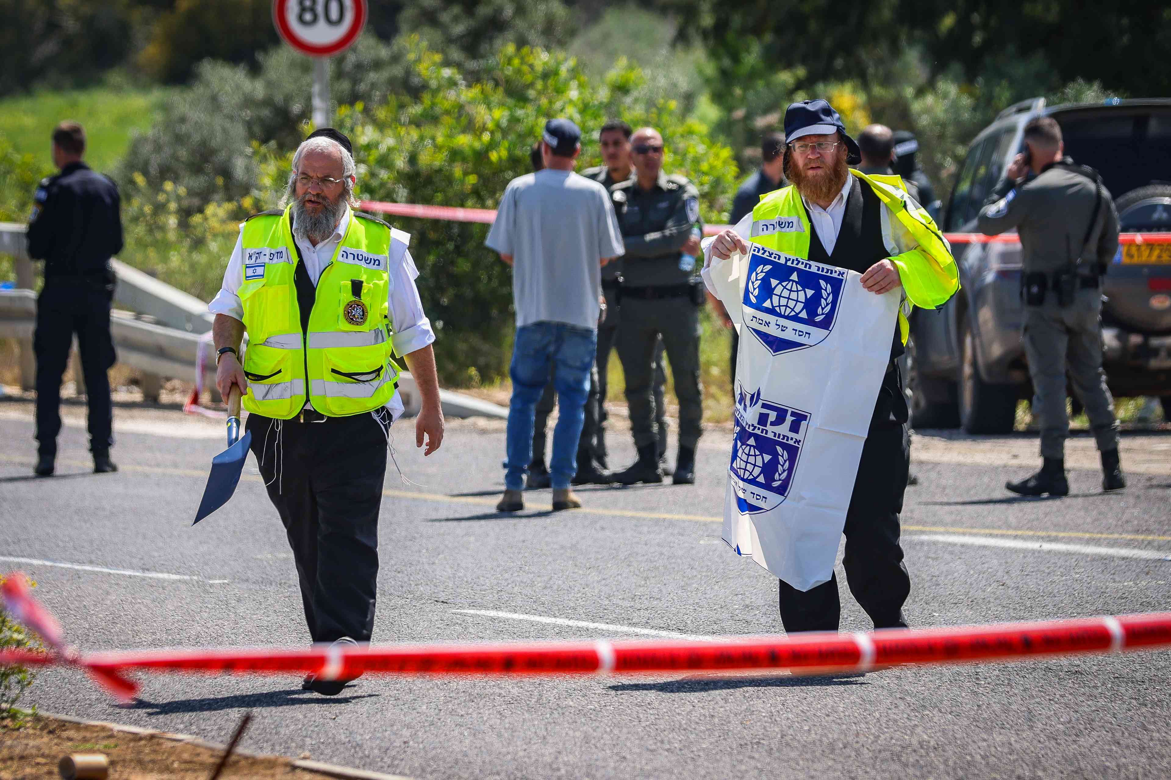 Rescue services at terror attack. Illustration. background
