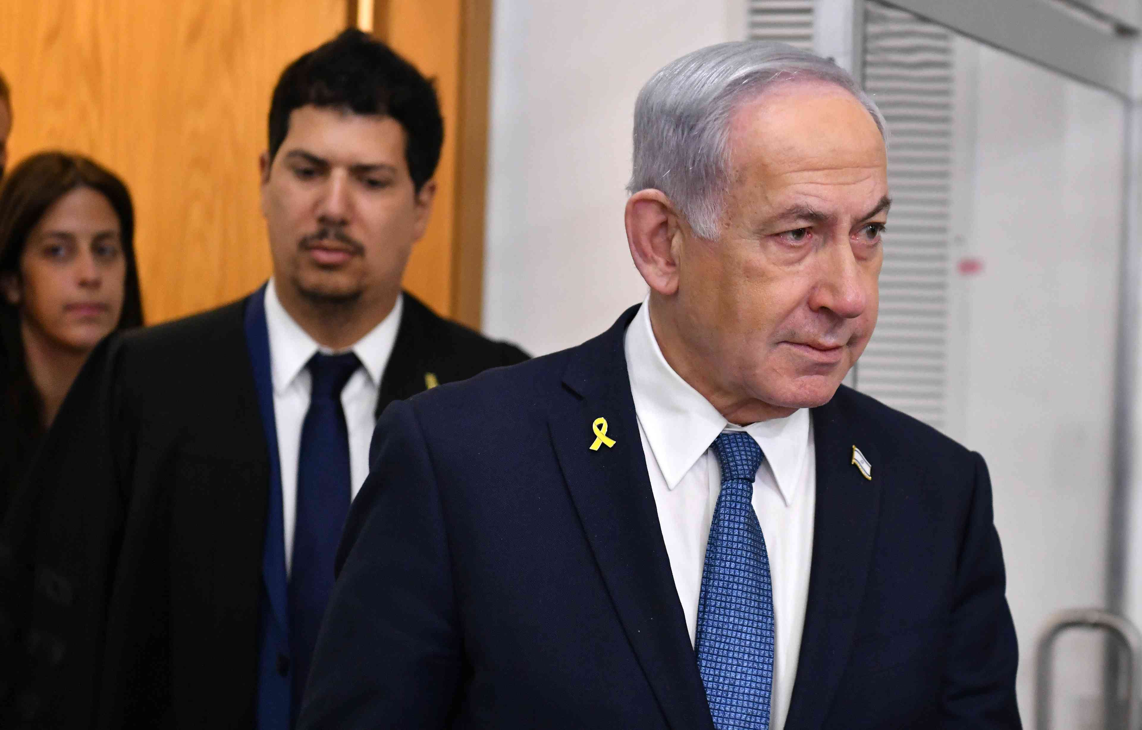 Prime Minister Benjamin Netanyahu. background