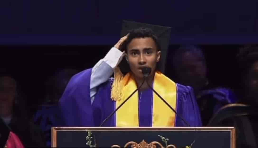 Logan Rozos Anti Israel rant at the graduation ceremony background