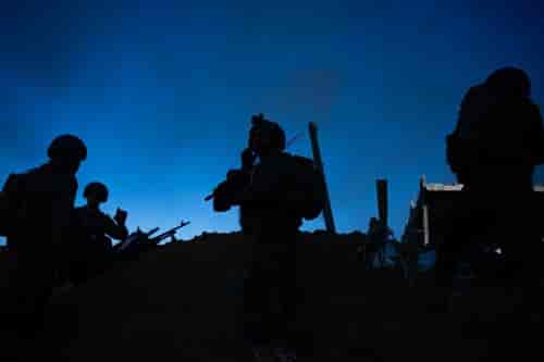 IDF forces launching operating in the early morning hours. background