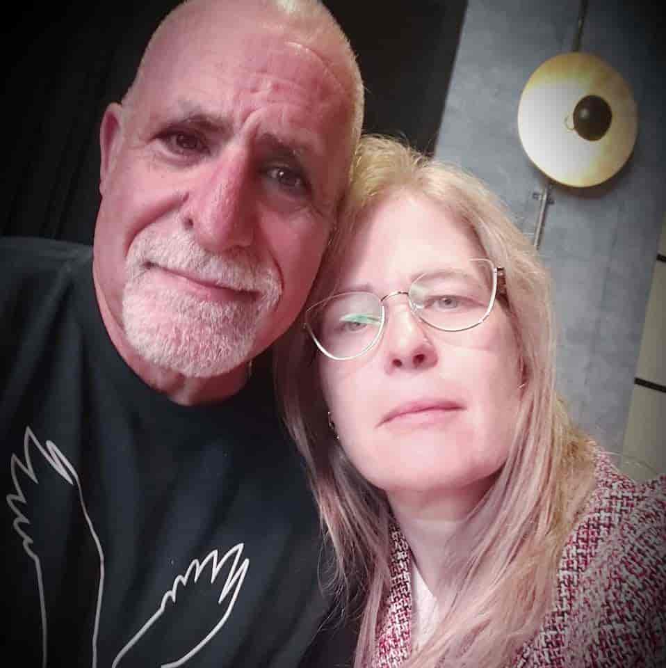 Ravit Gal Nachmad, 54, and her former partner, Herzl Bar Oz, background