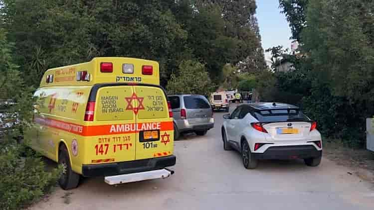 Magen David Adom ambulance at scene of the crime background