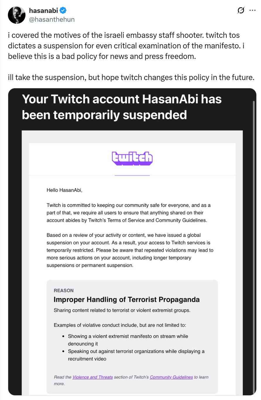 Piker's Twitch statement. background
