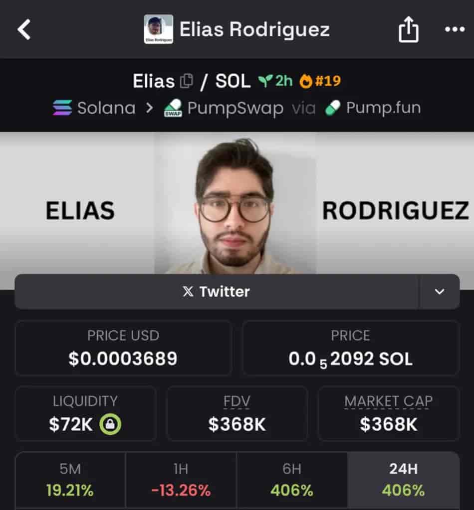 Crypto coin made in name of terrorist Elias Rodriguez background