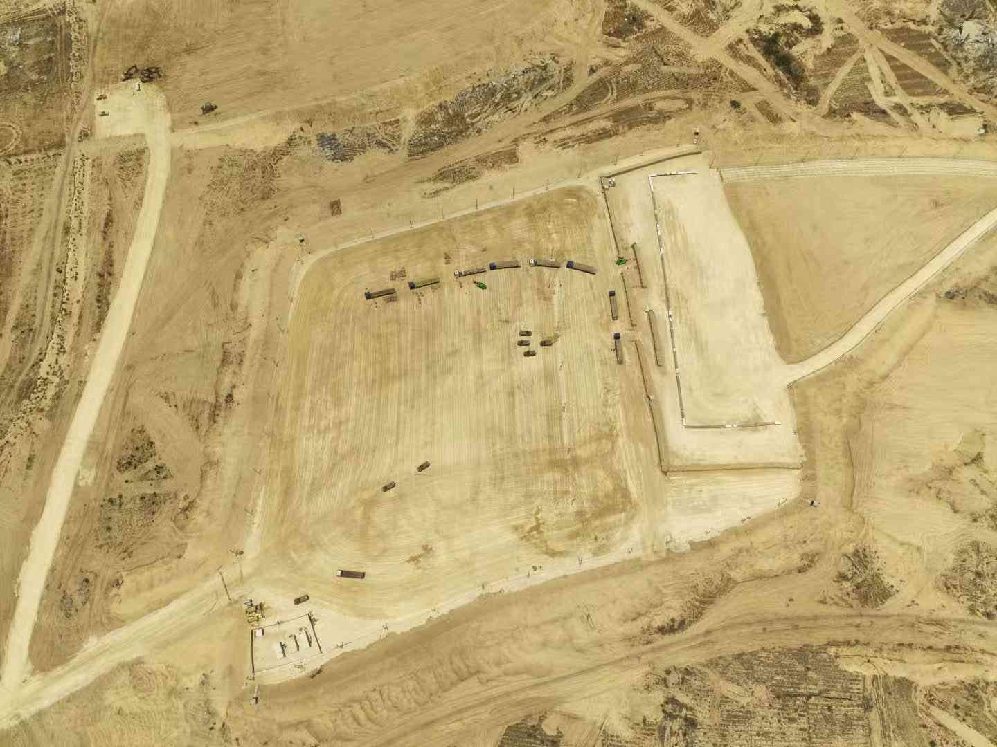 Bird's eye view of humanitarian aid center background