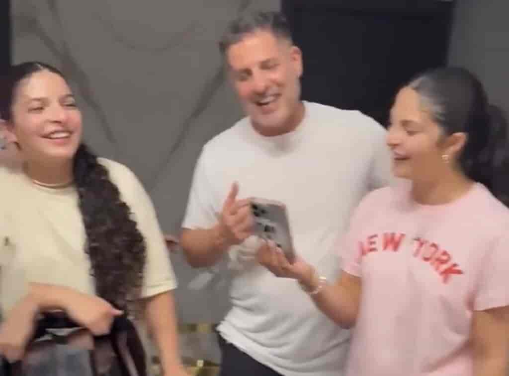 Former hostage Danielle Gilboa, her sister, and singer Adir Getz background