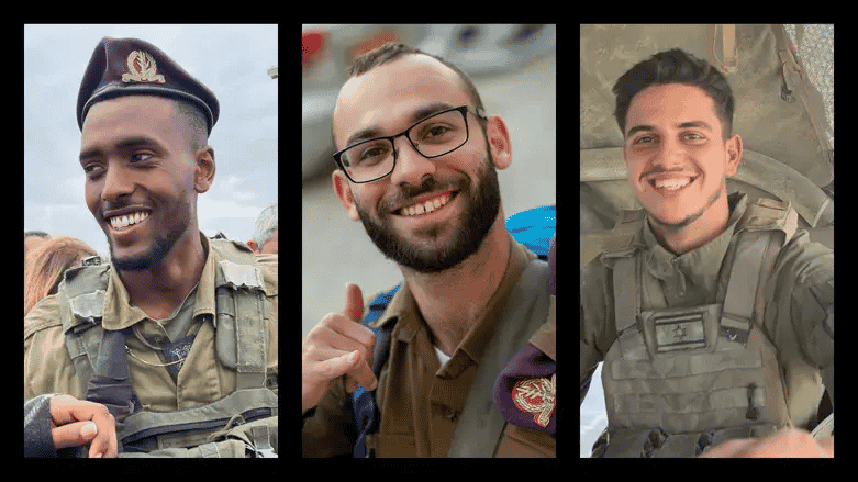 Staff Sergeants Lior Steinberg (right), Omer Van Gelder (middle) and Ofek Barhana (left) HY"D background
