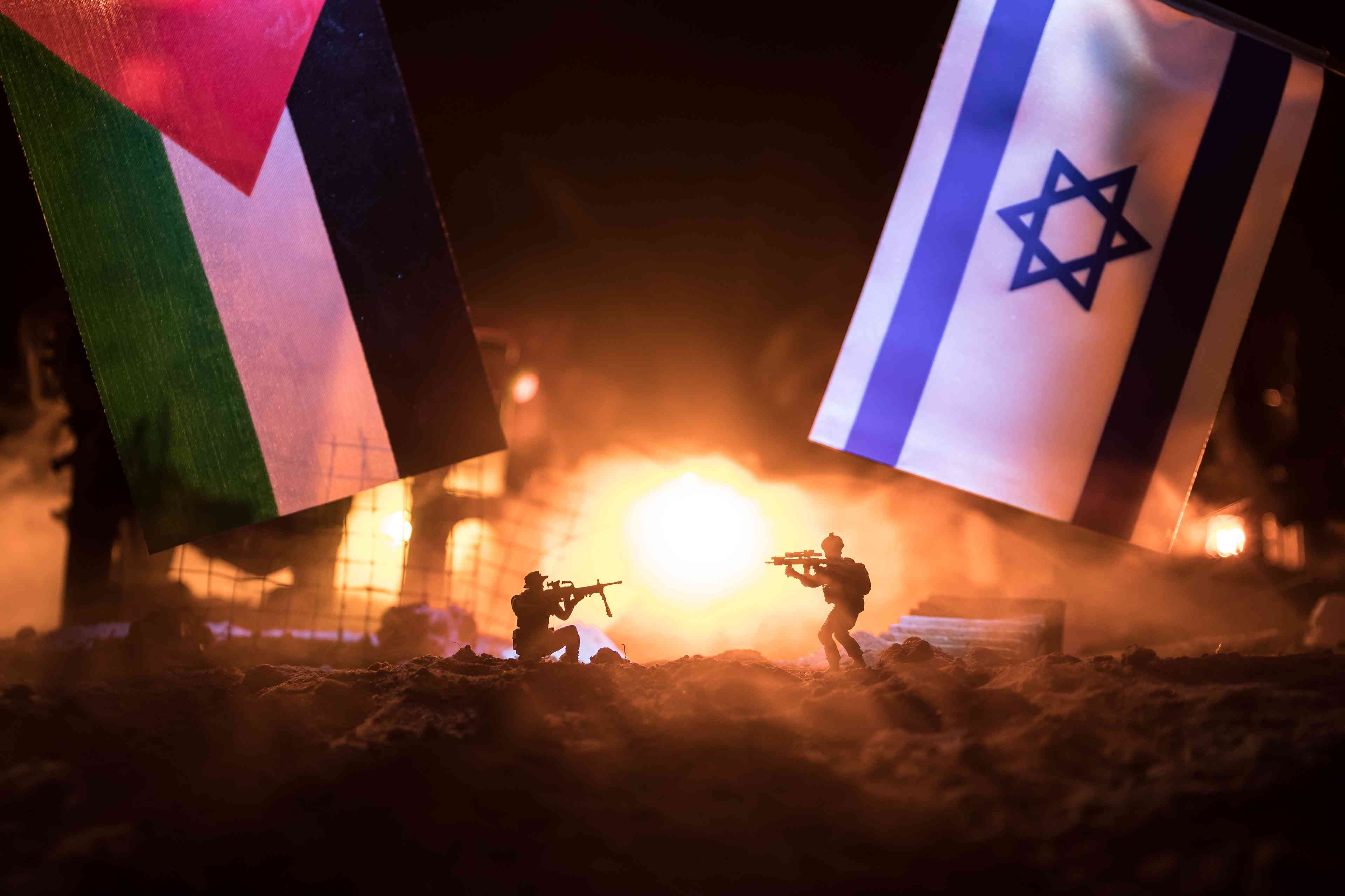 Conflict between Israel and Palestine concept background