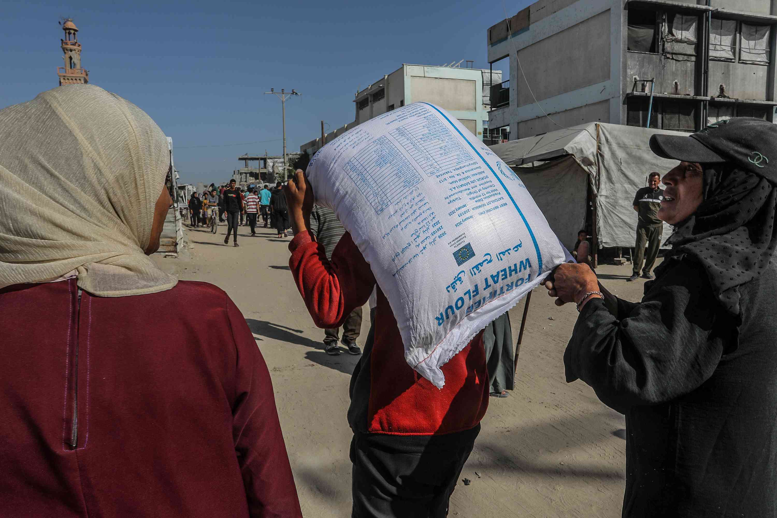 Humanitarian aid, taken from a Hamas warehouse. background
