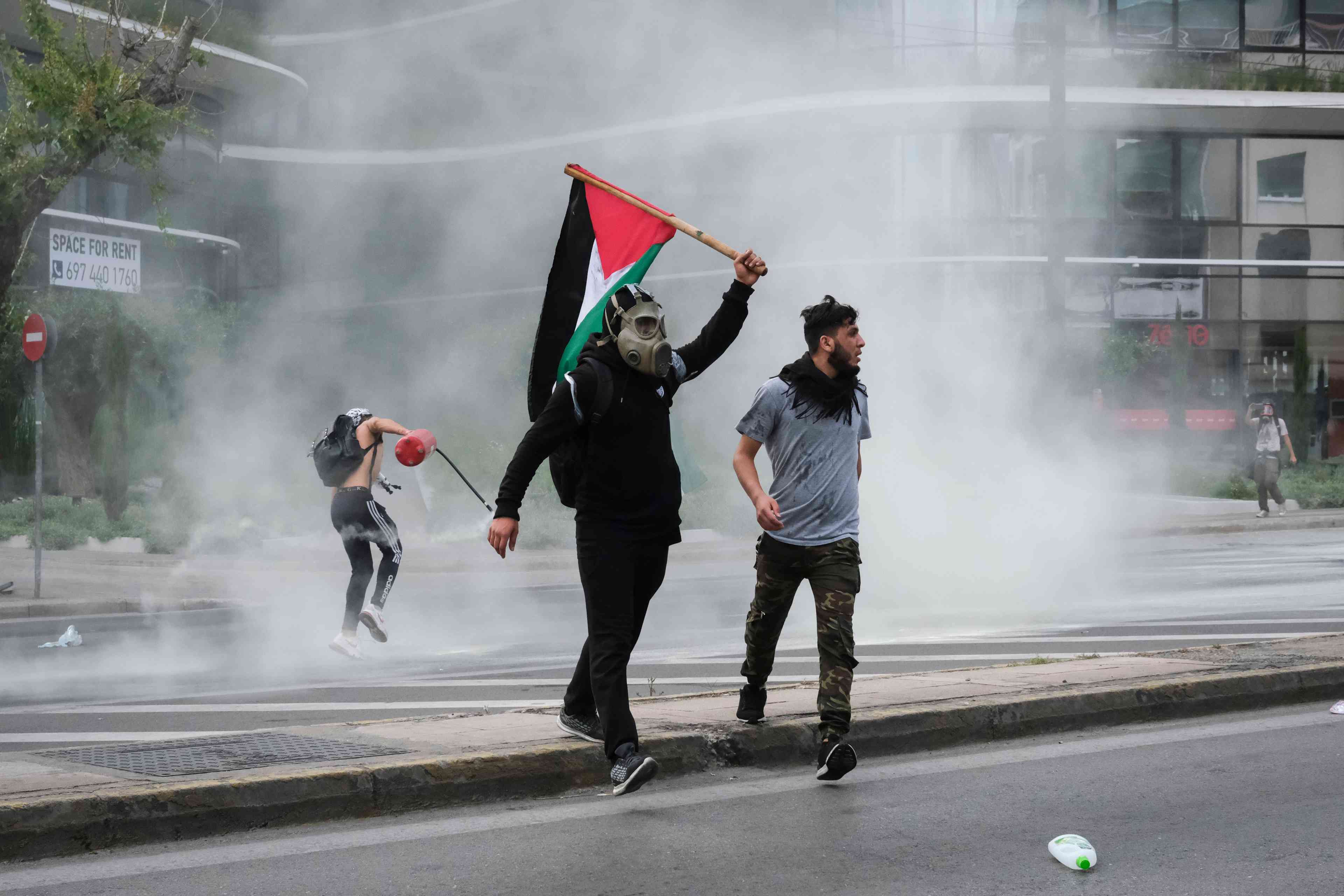 Pro-Palestine Protest in Athens background