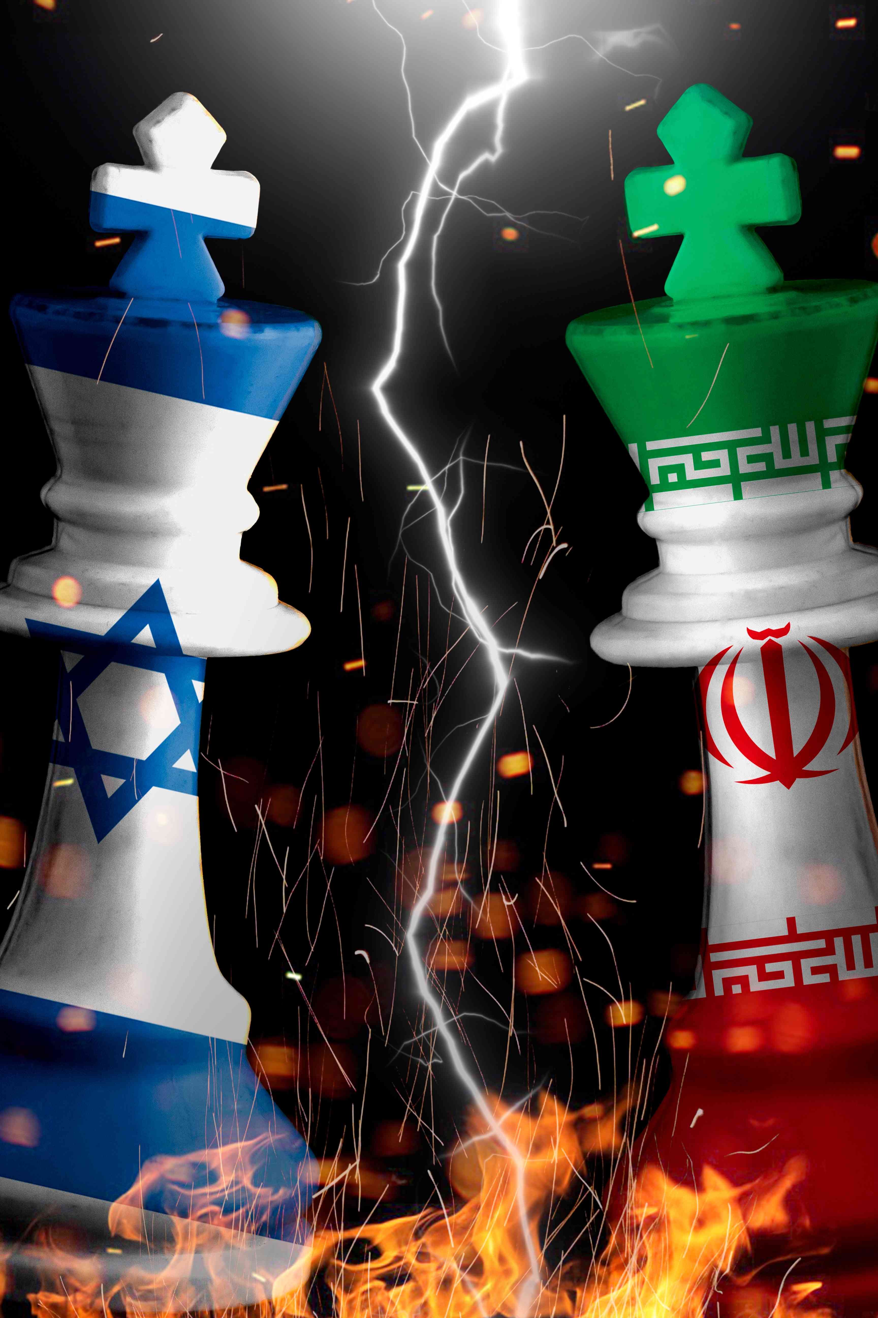 Iran and israel flags background
