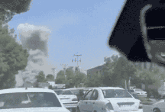 IDF attack in Isfahan background