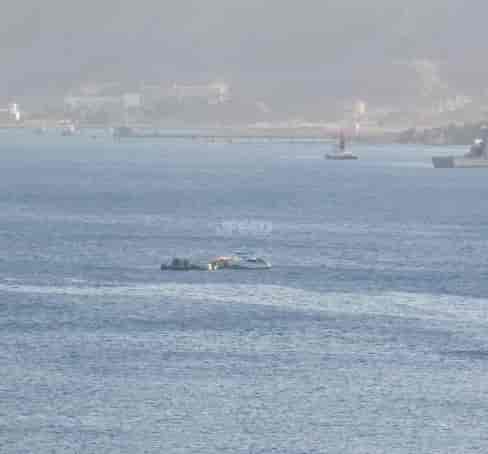 Scene of the boat collision in Eilat background