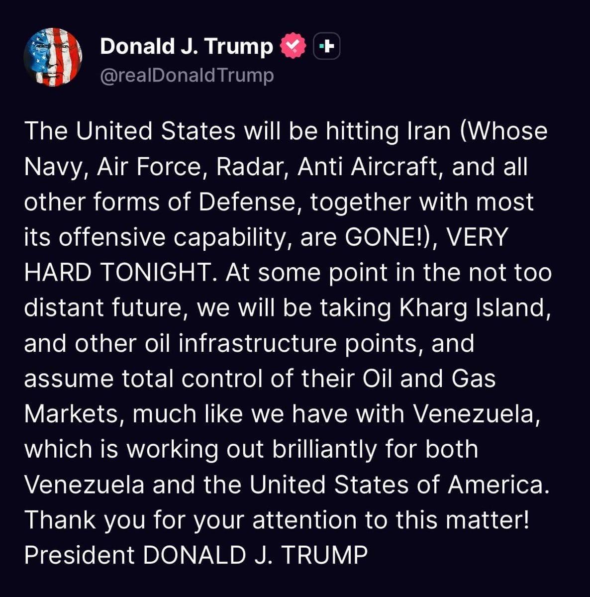  Trump says he’ll be taking over Kharg Island 