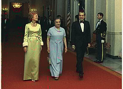 Prime Minister Golda Meir with the President of the United States Richard Nixon and his wife Pat Prime Minister Golda Meir with the President of the United States Richard Nixon and his wife Pat