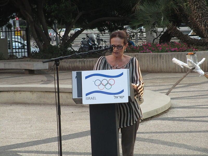 Ilana Romano, the widow of Yosef Romano, at the ceremony in memory of the murdered Ilana Romano, the widow of Yosef Romano, at the ceremony in memory of the murdered