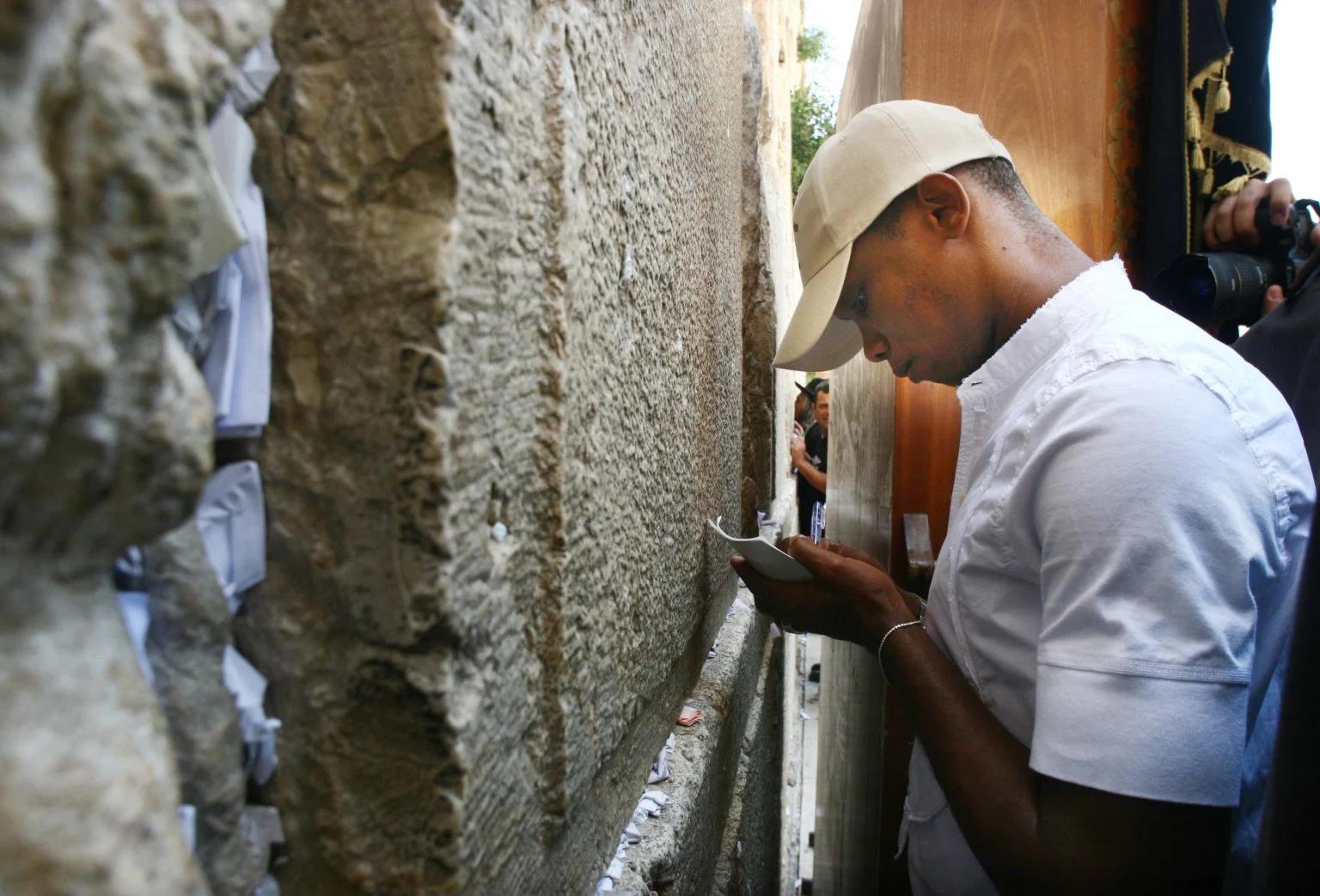 Samuel Eto'o at the Western Wall Samuel Eto'o at the Western Wall