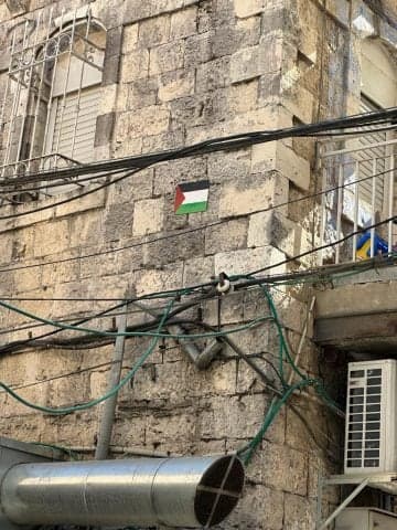 Palestinian flag in Me'ah She'arim Palestinian flag in Me'ah She'arim