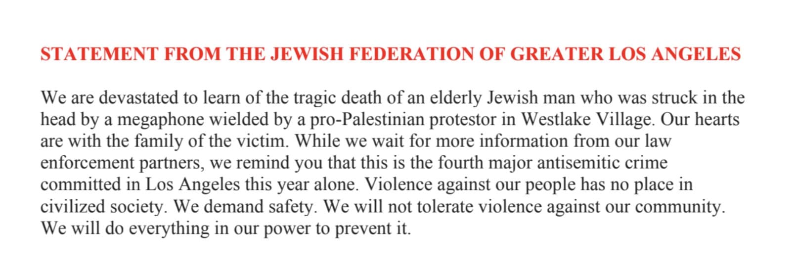 Response of Los Angeles Jewish Federation to Paul Kessler's death. Response of Los Angeles Jewish Federation to Paul Kessler's death.