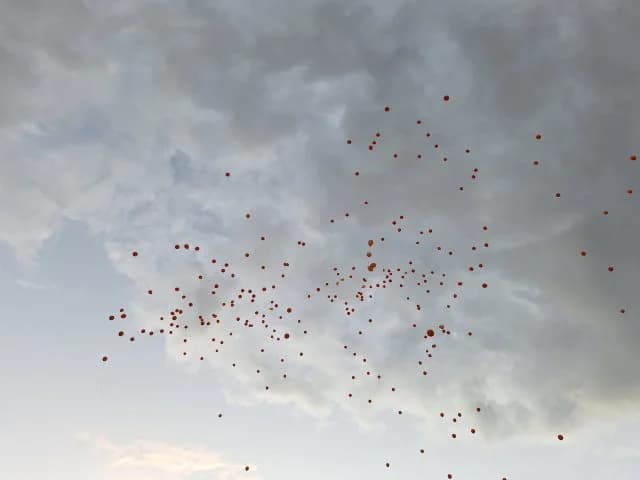 The balloons are in the air The balloons are in the air