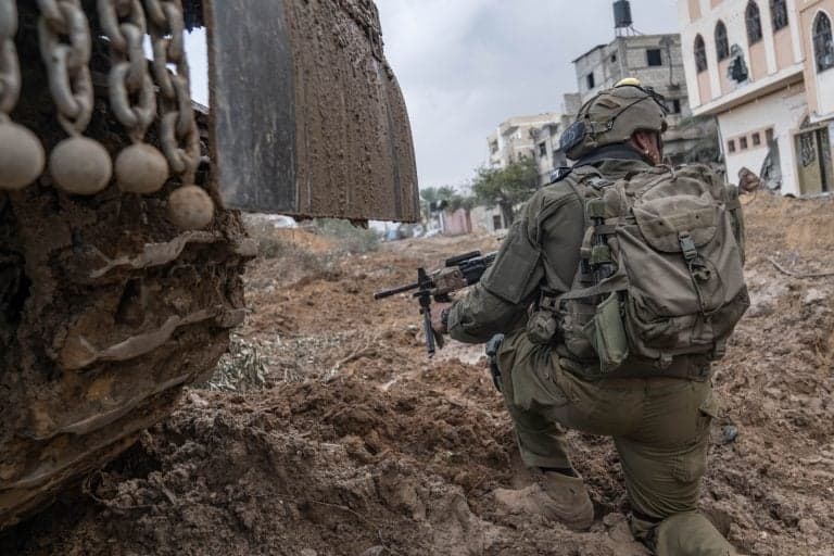 An IDF soldier in Khan Yunis, Gaza. An IDF soldier in Khan Yunis, Gaza.