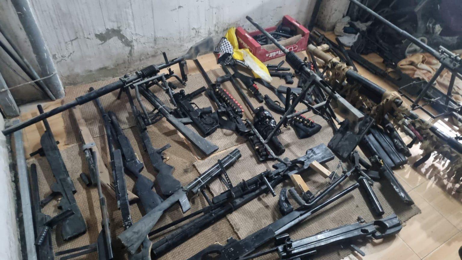 The weapons seized at the scene The weapons seized at the scene