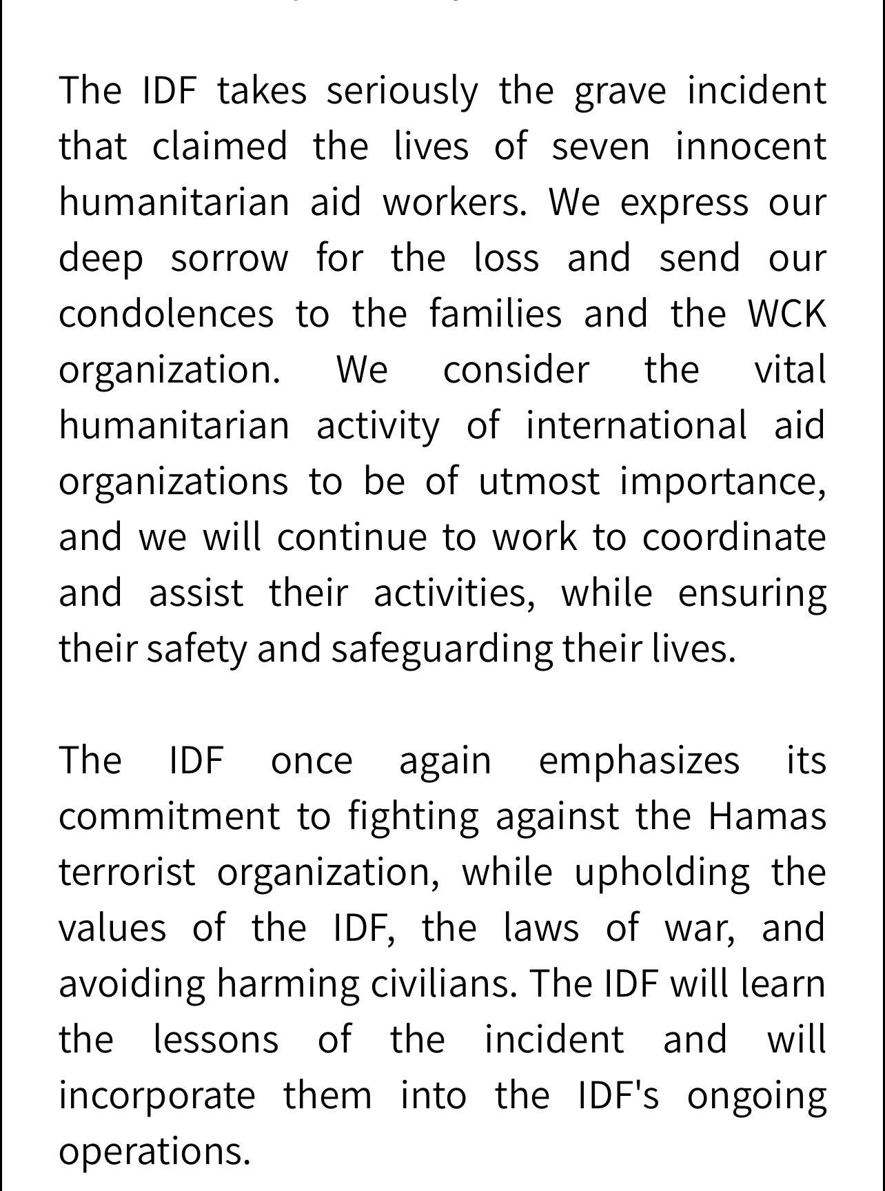 World Central Kitchen incident investigation summary. World Central Kitchen incident investigation summary.