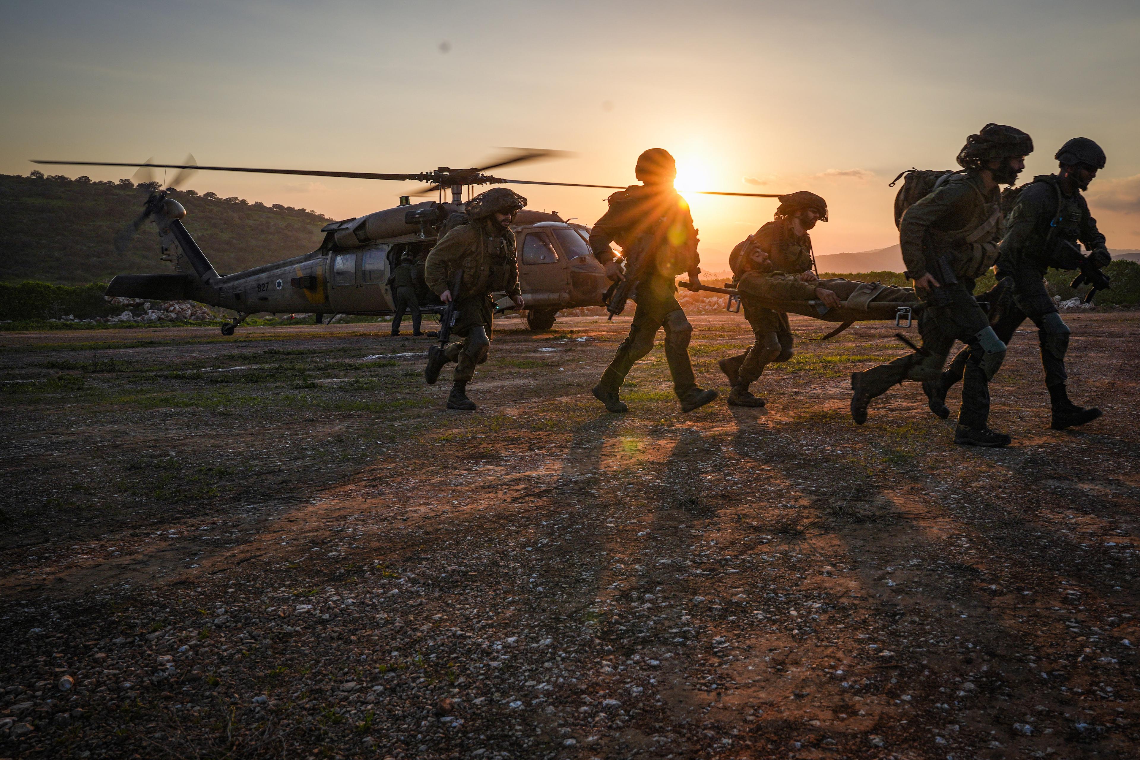 IDF wounded evacuation exercise. IDF wounded evacuation exercise.